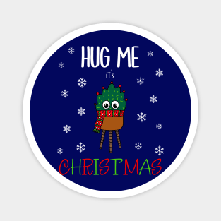 Hug Me It's Christmas - Christmas Cactus With Scarf Magnet